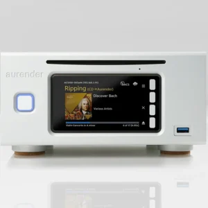 Aurender ACS100 muziekserver in zilver, te koop bij Audiohuisdelft.nl